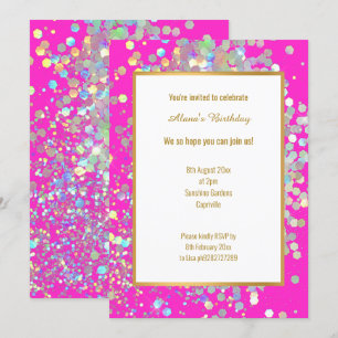 INVITATION POINT HOLOGRAPHIQUE BLANC ROSE CHAUD CLAIR