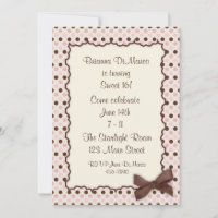 Invitation Pointe Polka au chocolat rose