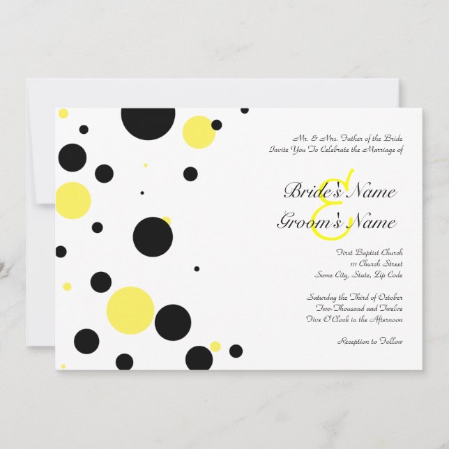 Invitation Pointe Polka noir et jaune (Devant)