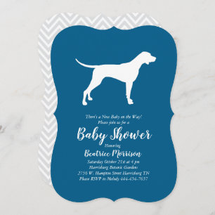 Invitation Pointer Dog Baby shower Boy Blue