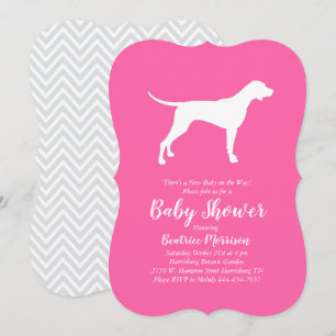 Invitation Pointer Dog Baby shower Girl Pink