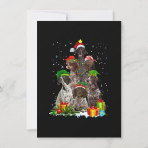 Invitation Pointeur allemand brun chien de Noël merle d'arbre