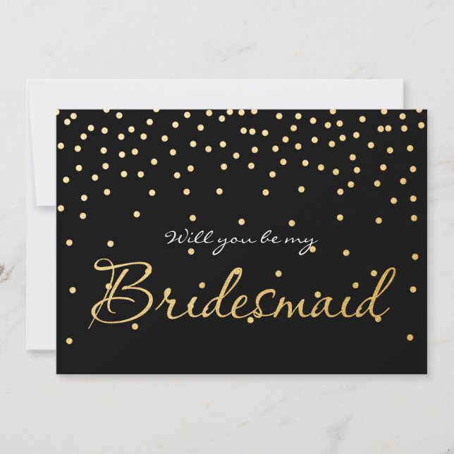 Invitation Points Confetti Black & Gold Foil BRIDESMAID (Devant)
