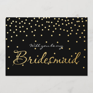 Invitation Points Confetti Black & Gold Foil BRIDESMAID
