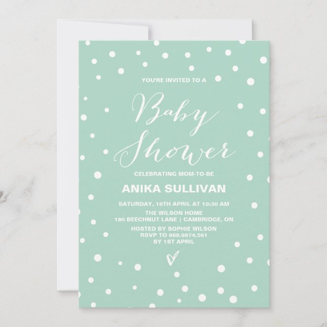 Invitation Points Confetti de Monnaie Motif Baby shower Invit (Devant)