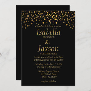 Invitation Points Confetti Foil Noir et Or