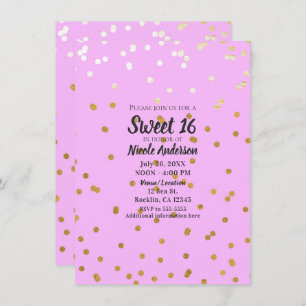 Invitation Points Confetti Rose & Or Moderne Glam Glamor