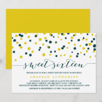 Points Confetti turquoises et jaunes Sweet sixteen