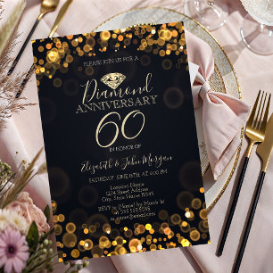Invitation Points de Bokeh de Diamant de Luxe pour Mariage et