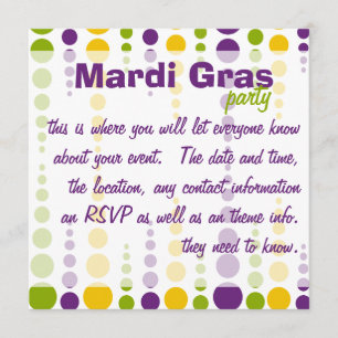 Invitation Points de bulle Mardi Gras