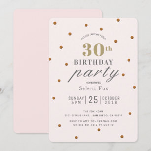 Invitation Points de Parties scintillant rose et or bleu Invi