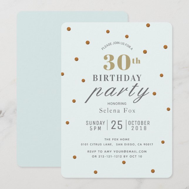Invitation Points de Parties scintillant verte et or Mint Inv (Devant / Derrière)