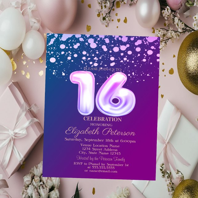 Invitation Points de style, Violet Douce 16  (Créateur téléchargé)