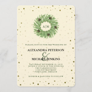 Invitation Points d'or et Mariage de couronne de Noël