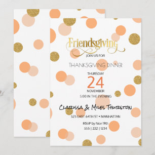Invitation Points d'orange et d'or de Friendsgiving modernes