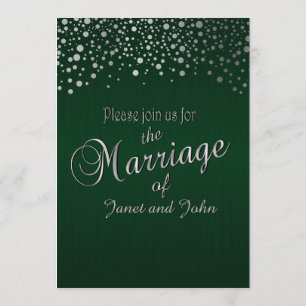 Invitation Points en argent stylés   Vert Foncé