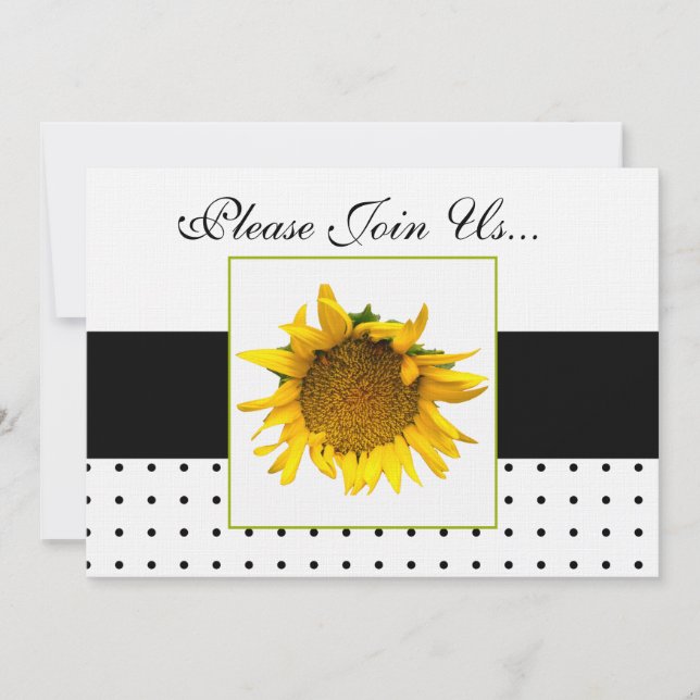 Invitation Points noirs et blancs du Mariage de tournesol 2 (Devant)