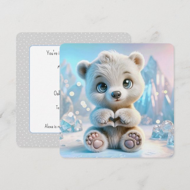 Invitation Poireaux de coeur de l'ours polaire (Devant / Derrière)