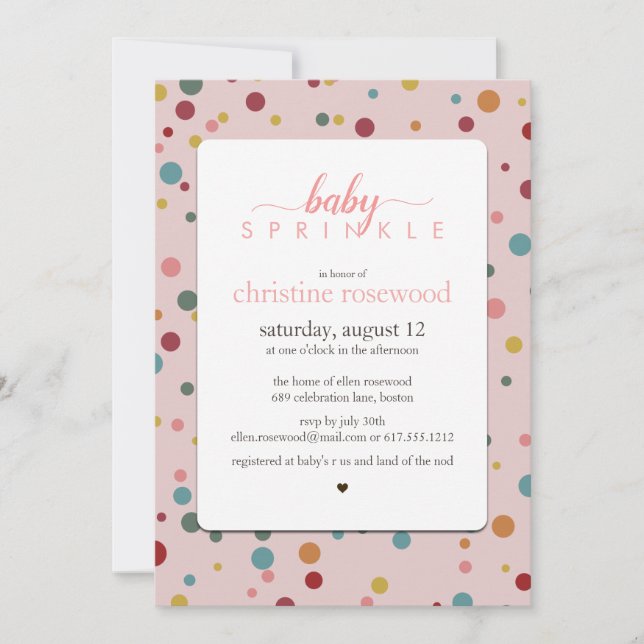 Invitation pois Baby shower d'arrosage pour bébés (Devant)