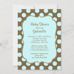 Invitation Pois Brown Boy Baby shower