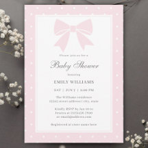Pois classique Baby Pink Bow Girl Baby shower