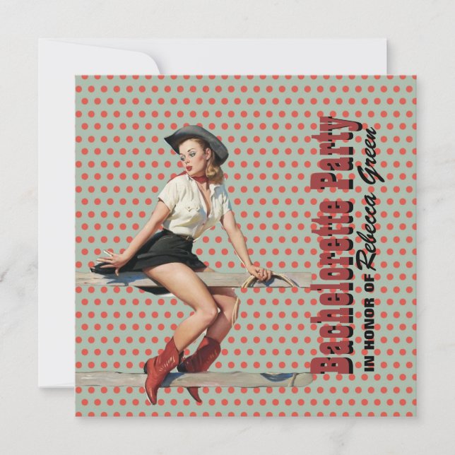 Invitation pois cowgirl western bachelorte (Devant)