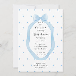Invitation Pois de la boîte bleue et blanche encadrée de ruba