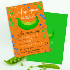 Invitation Pois Élégants Dans Un Pod Orange Triplets Parti Co