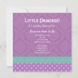 Invitation Pois et baby shower pourpres V5 de fille de