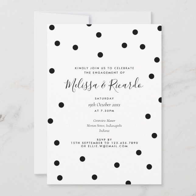 Invitation Pois noirs et blancs (Devant)