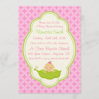 Invitation Pois rose et dans l'invitation de baby shower de