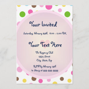Invitation Pois roses avec coeur
