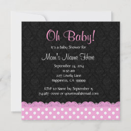 Invitation Pois roses et Baby shower de dentelle