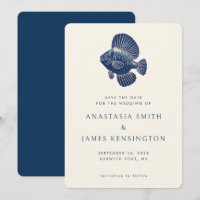 Poisson bleu marine élégant Mariage océanique mode