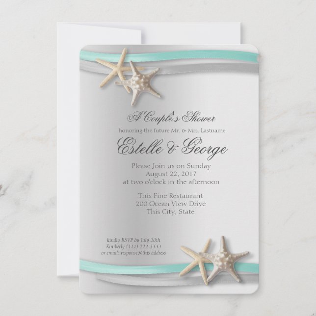 Invitation Poisson d'argent et douche de ruban Couple (Devant)