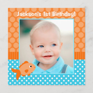 Invitation Poisson d'or Polka Dot 1er anniversaire Photo