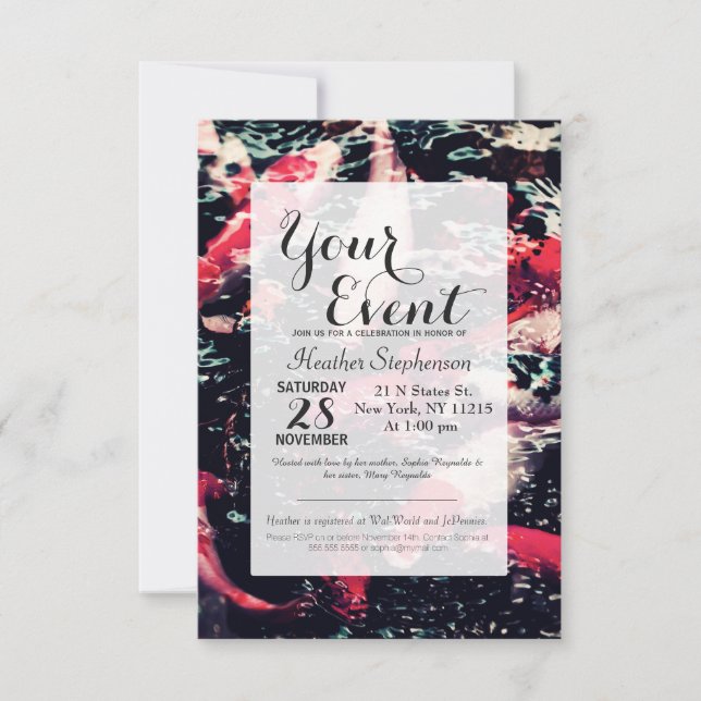 Invitation Poissons rouges frais de Koi dans l'eau (Devant)