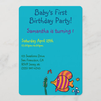 Invitation Poissons tropicaux oranges et pourpres avec des