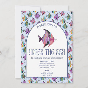 Invitation Poissons Tropicaux Sous-Marins Aquarelle