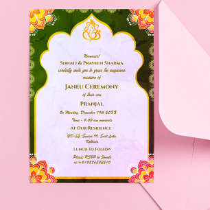 Invitation Poite Janeu Upanayanam Hindu Saint Thread Blue Gol