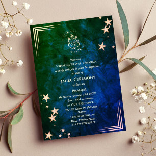 Invitation Poite Janeu Upanayanam Hindu Saint Thread Blue Gol