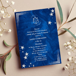 Invitation Poite Janeu Upanayanam Hindu Saint Thread Blue Gol