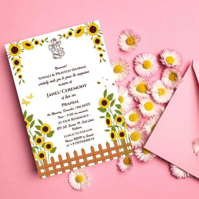 Invitation Poite Janeu Upanayanam Hindu Saint Thread Blue Gol (Créateur téléchargé)