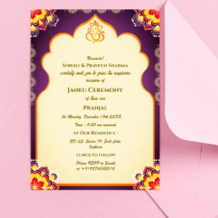 Invitation Poite Janeu Upanayanam Hindu Saint Thread Blue Gol