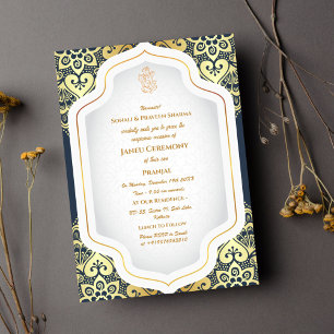 Invitation Poite Janeu Upanayanam Hindu Saint Thread Blue Gol