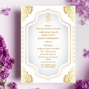Invitation Poite Janeu Upanayanam Hindu Saint Thread Blue Gol
