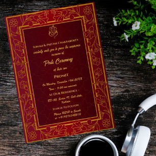 Invitation Poite Janeu Upanayanam Hindu Saint Thread Floral