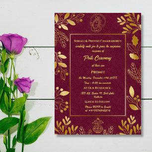 Invitation Poite Janeu Upanayanam Hindu Saint Thread Floral