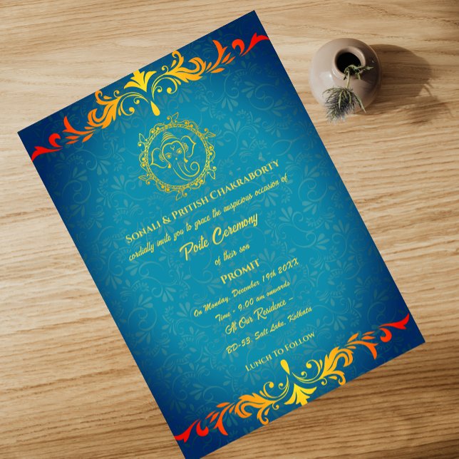 Invitation Poite Janeu Upanayanam Hindu Saint Thread Floral (Créateur téléchargé)