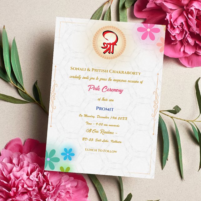 Invitation Poite Janeu Upanayanam Hindu Saint Thread Floral (Créateur téléchargé)